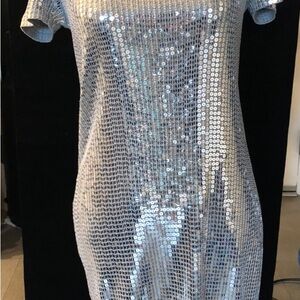 Michael Kors Silver Sequin Dress Party Size S